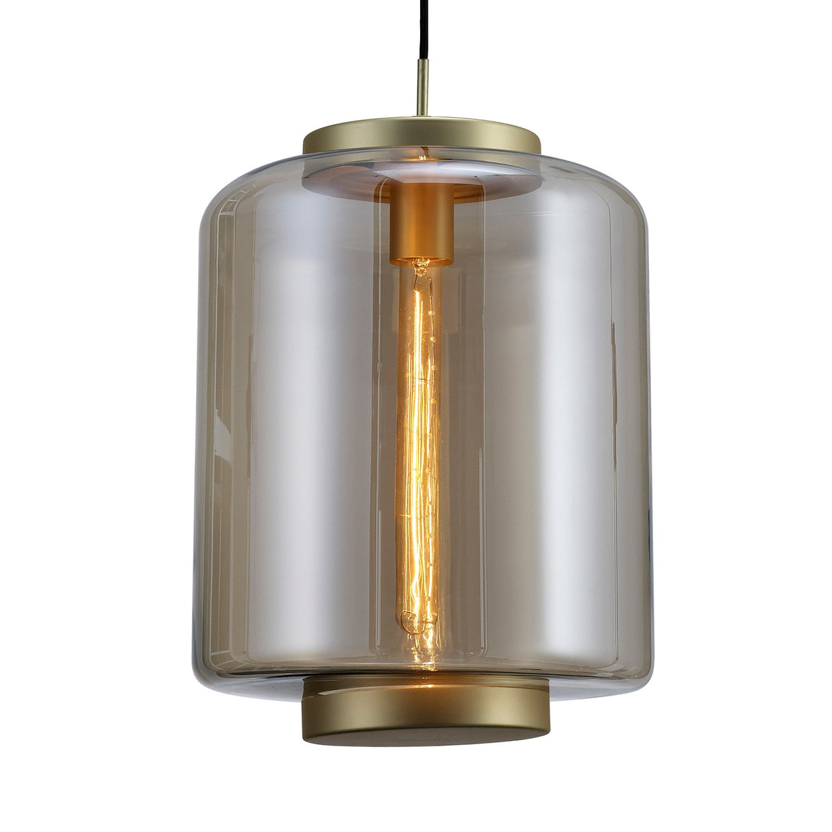 Jarras 30cm 1 Light Glass Pendant Light - Matt Gold & Cognac