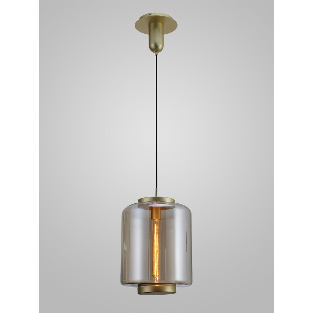 Jarras 30cm 1 Light Glass Pendant Light - Matt Gold & Cognac