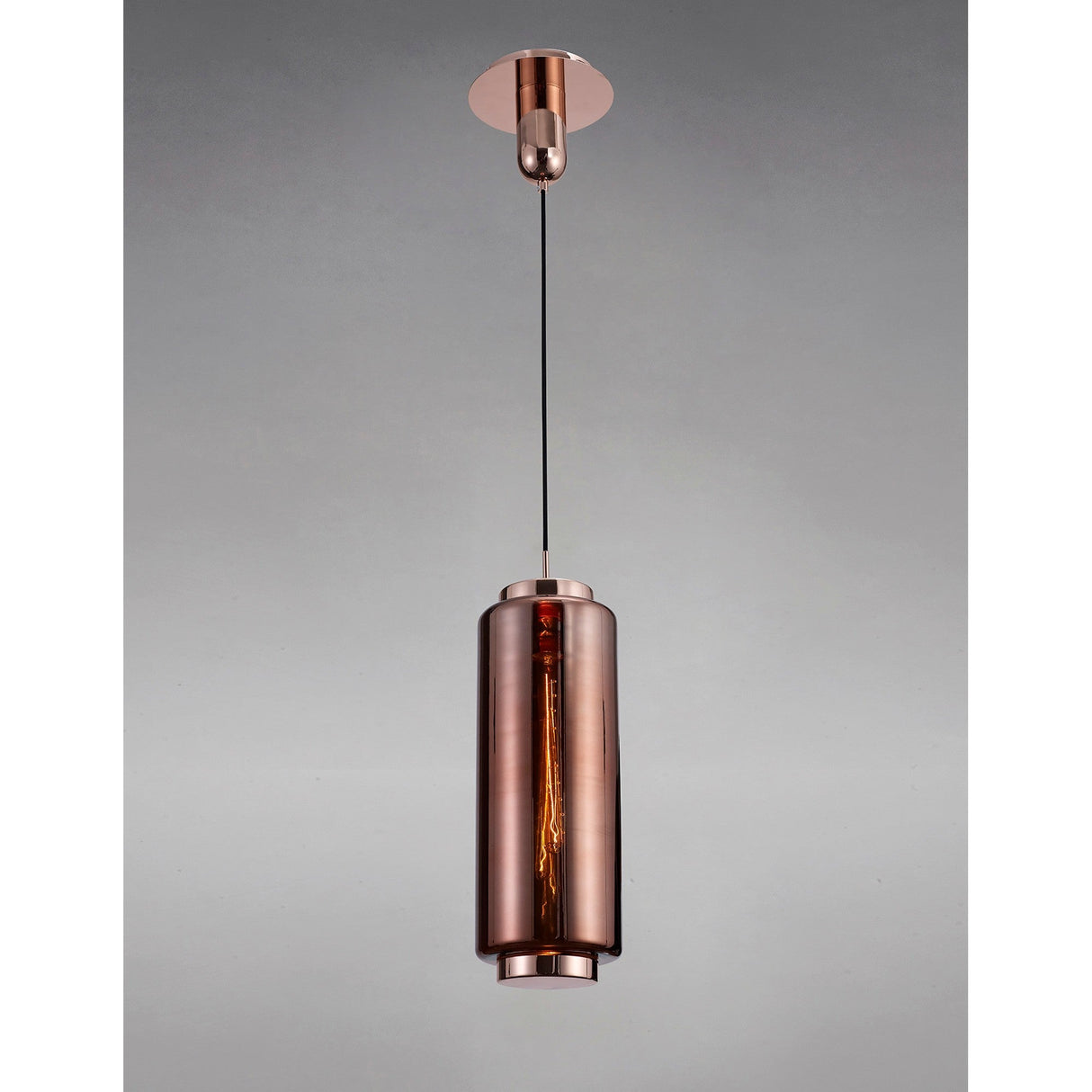 Jarras 20cm Large 1 Light Glass Pendant Light - Copper & Rose Gold