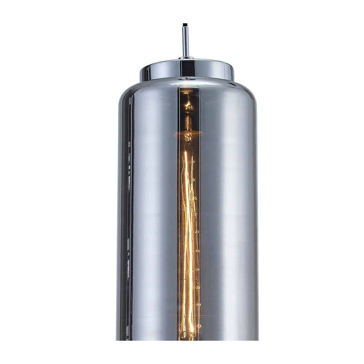 Jarras 20cm Large 1 Light Glass Pendant Light - Chrome & Ash Grey