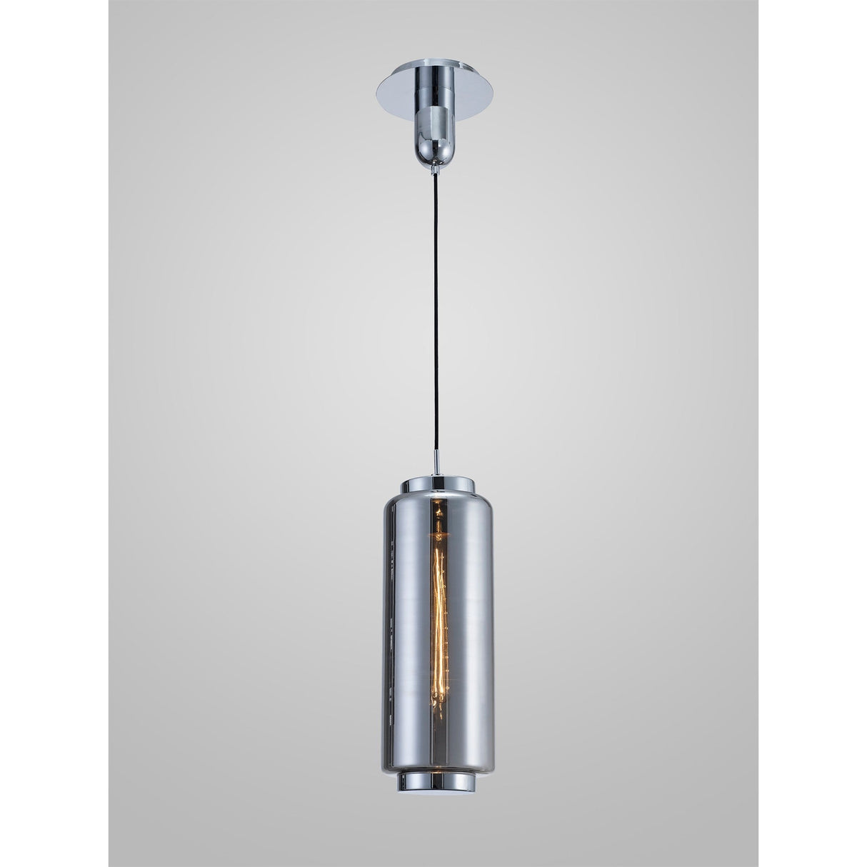 Jarras 20cm Large 1 Light Glass Pendant Light - Chrome & Ash Grey