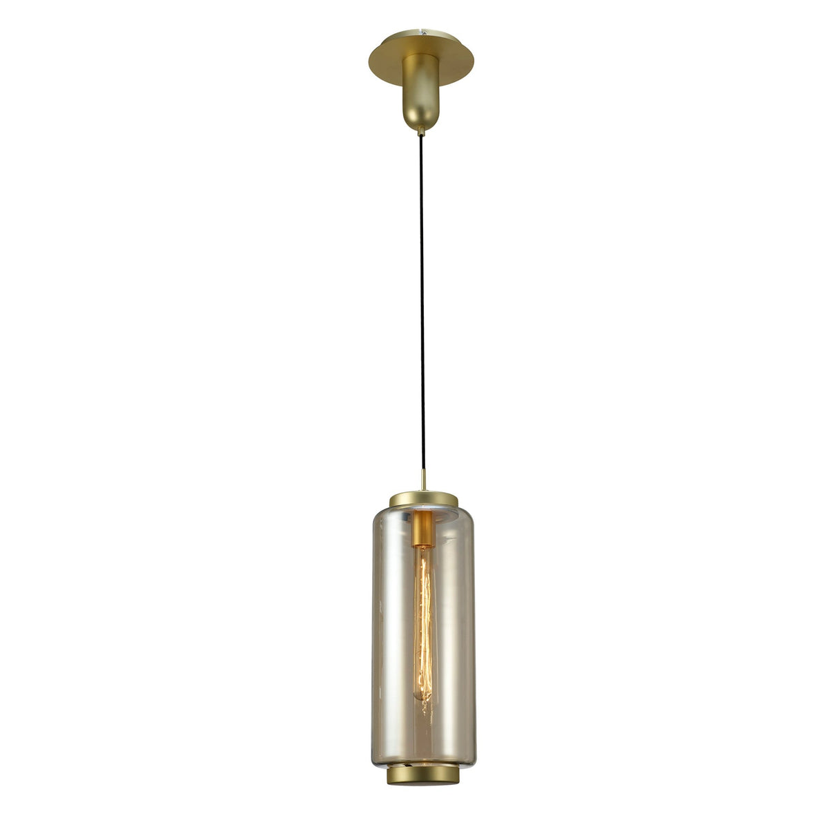 Jarras 20cm Large 1 Light Glass Pendant Light - Matt Gold & Cognac