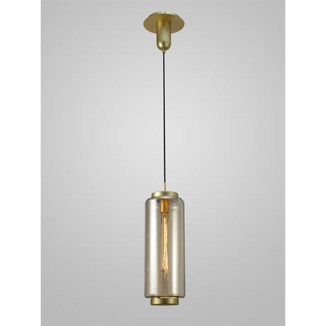 Jarras 20cm Large 1 Light Glass Pendant Light - Matt Gold & Cognac