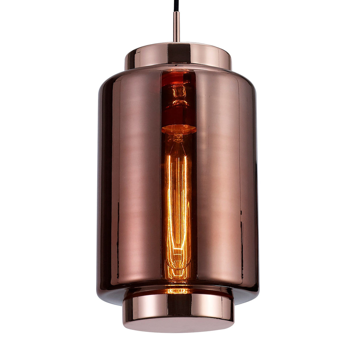 Jarras 20cm Small 1 Light Glass Pendant Light - Copper & Rose Gold