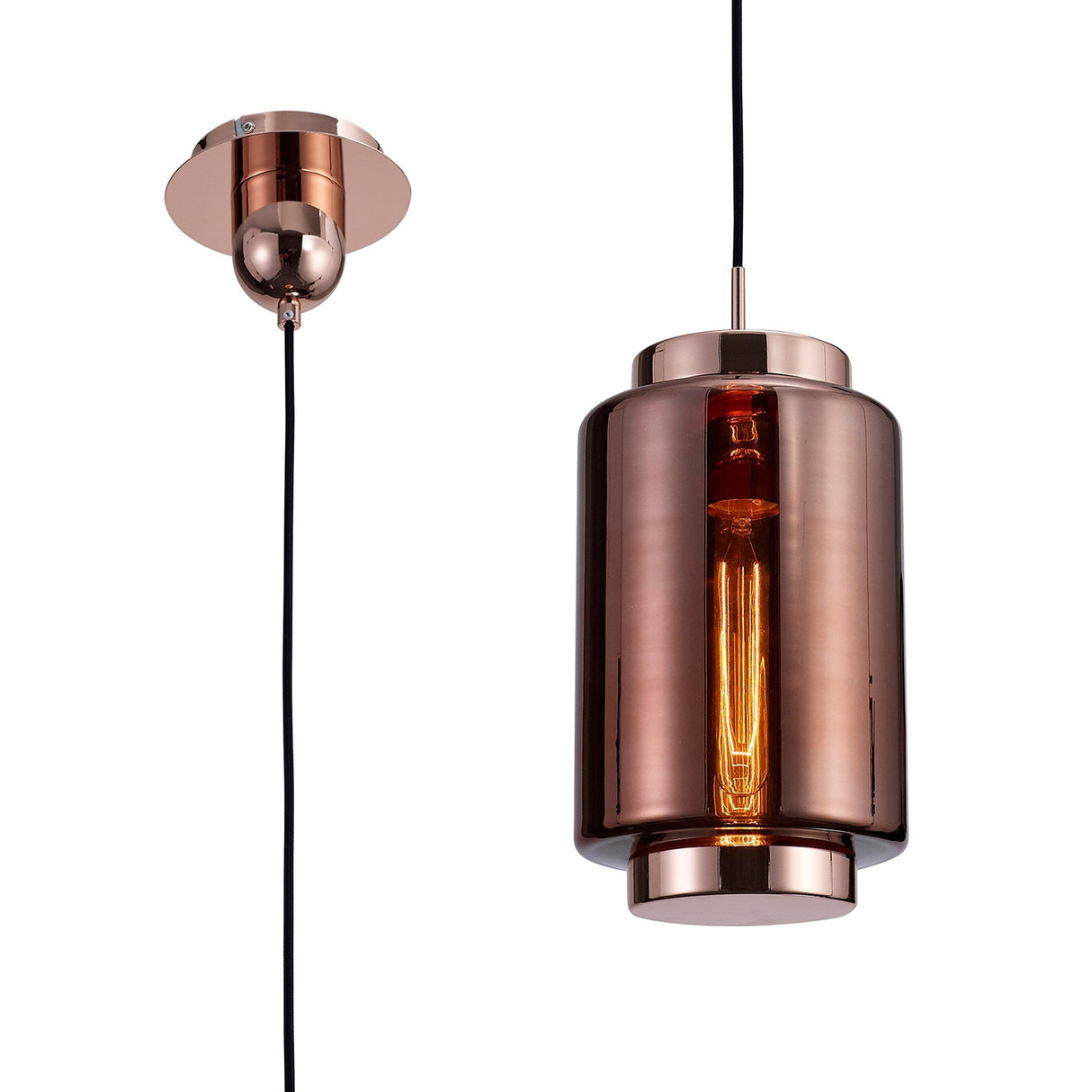 Jarras 20cm Small 1 Light Glass Pendant Light - Copper & Rose Gold