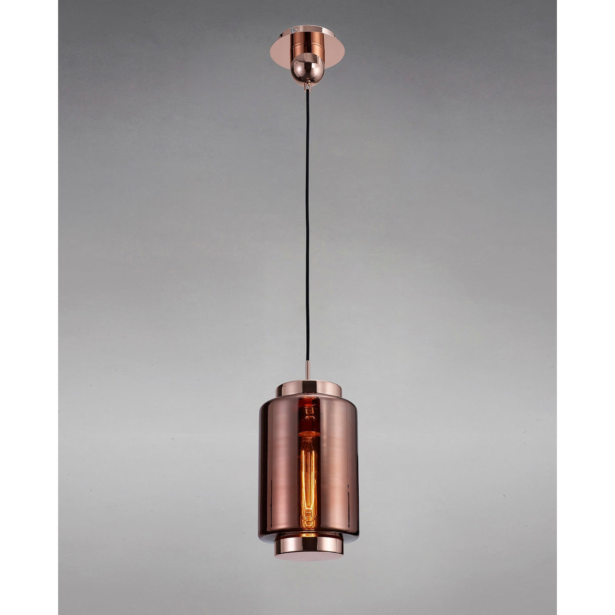 Jarras 20cm Small 1 Light Glass Pendant Light - Copper & Rose Gold