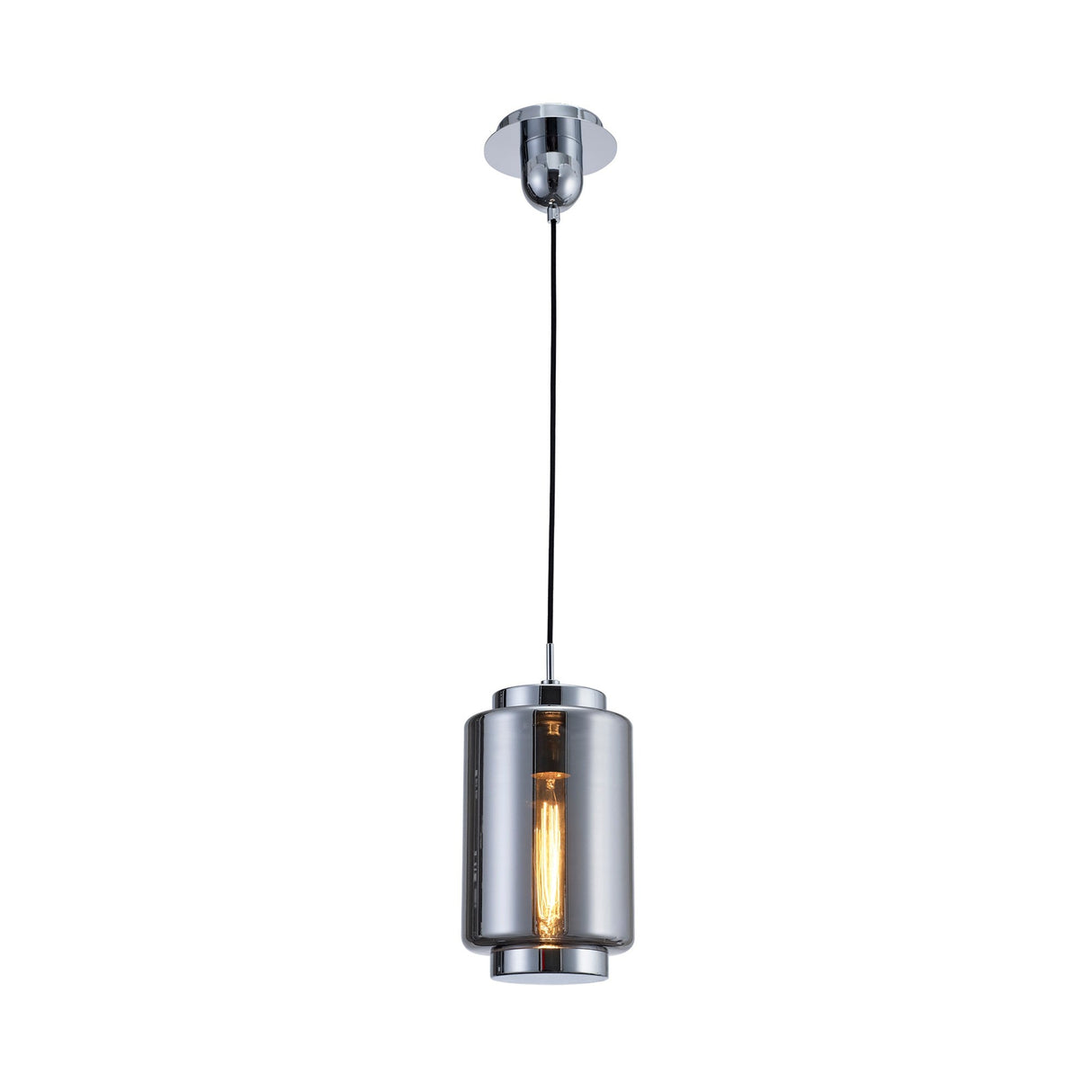 Jarras 20cm Small 1 Light Glass Pendant Light - Chrome & Ash Grey