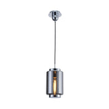 Jarras 20cm Small 1 Light Glass Pendant Light - Chrome & Ash Grey