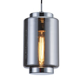 Jarras 20cm Small 1 Light Glass Pendant Light - Chrome & Ash Grey