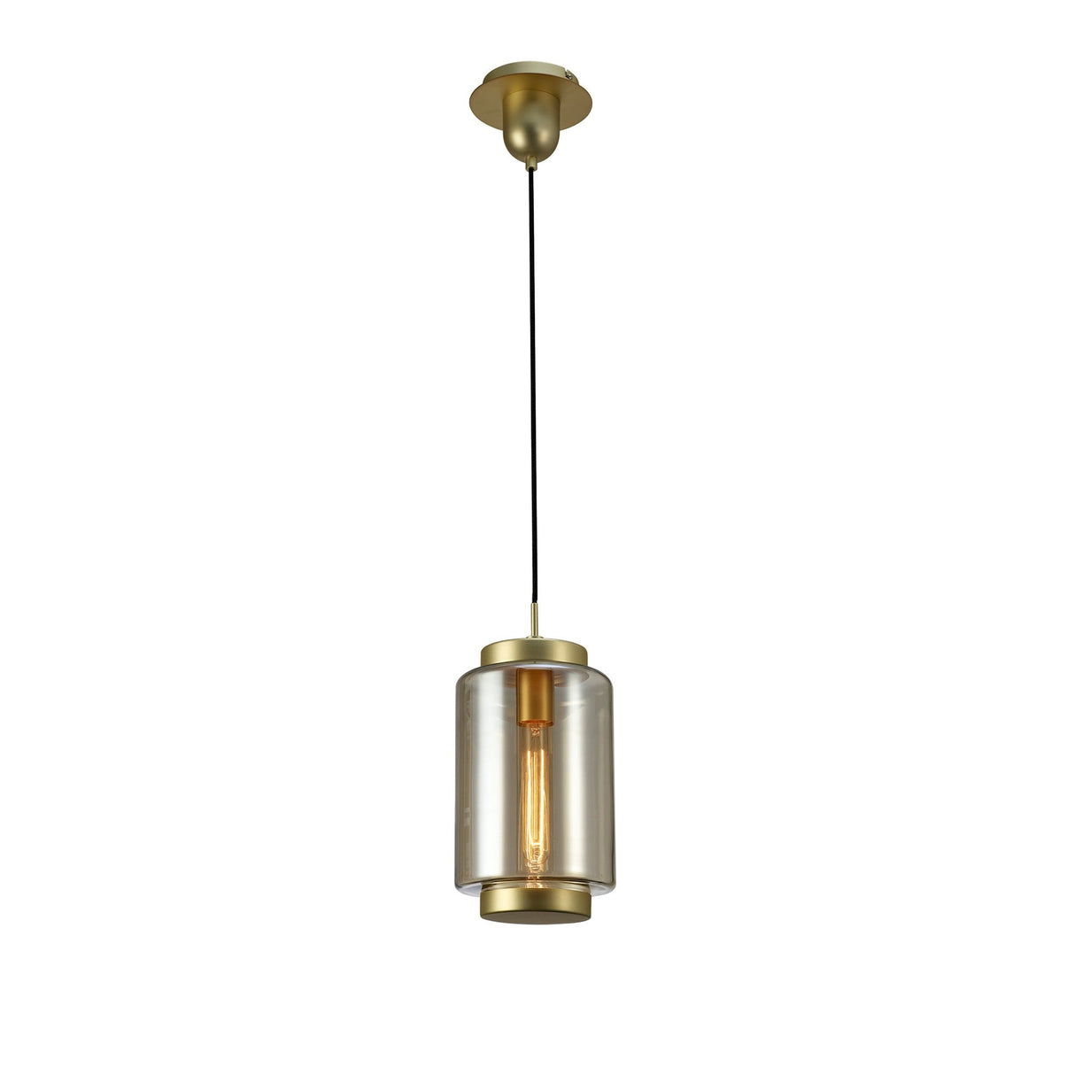 Jarras 20cm Small 1 Light Glass Pendant Light - Matt Gold & Cognac