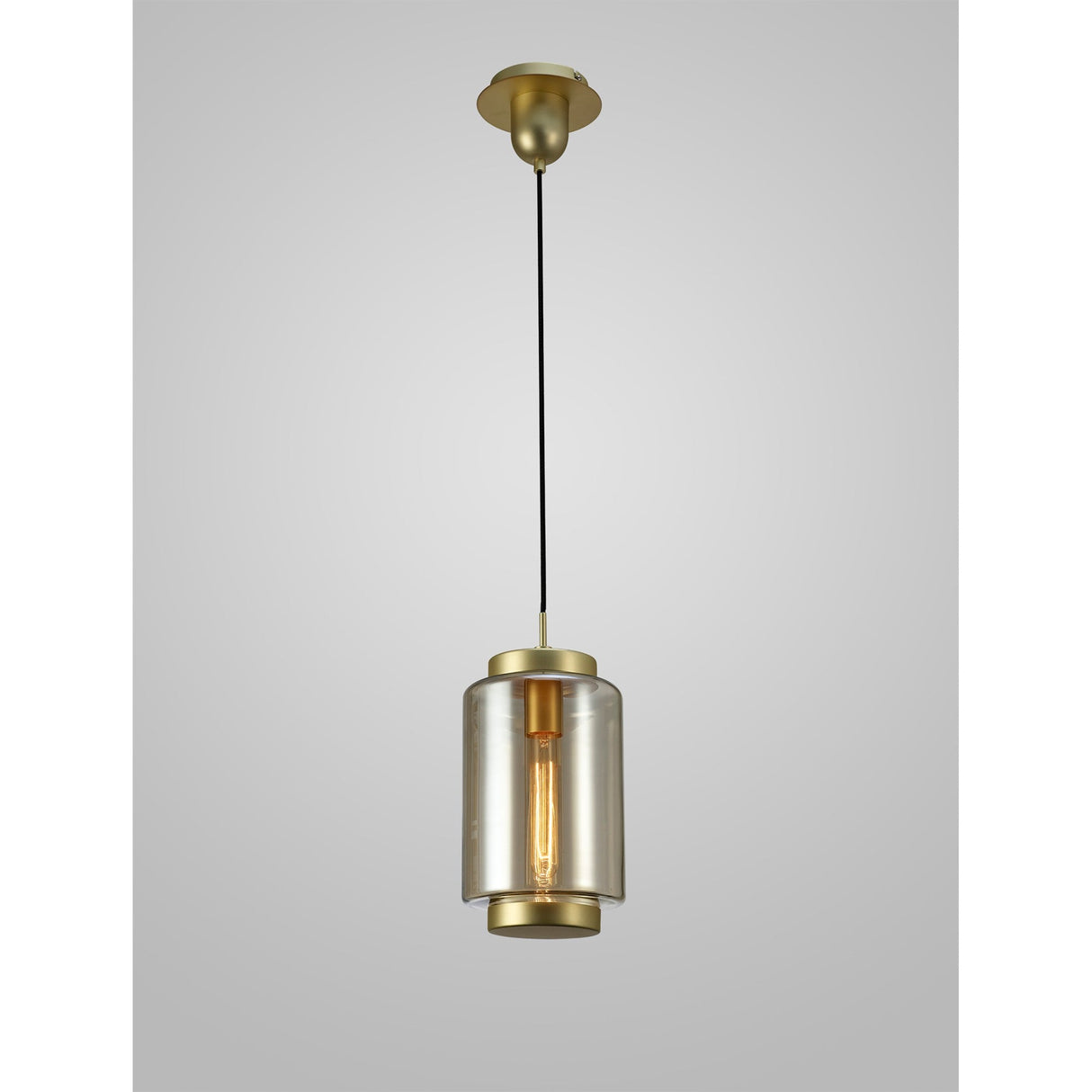 Jarras 20cm Small 1 Light Glass Pendant Light - Matt Gold & Cognac