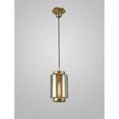 Jarras 20cm Small 1 Light Glass Pendant Light - Matt Gold & Cognac