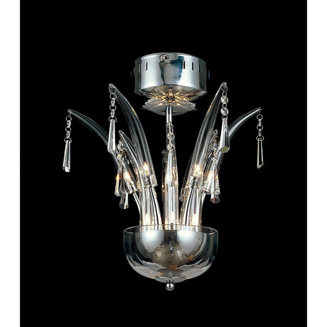 Jasper 12 Light Crystal Semi-Flush Ceiling Light - Polished Chrome