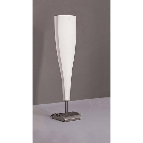 Java 1 Light Large Table Lamp - Satin Nickel With Frosted White Glass