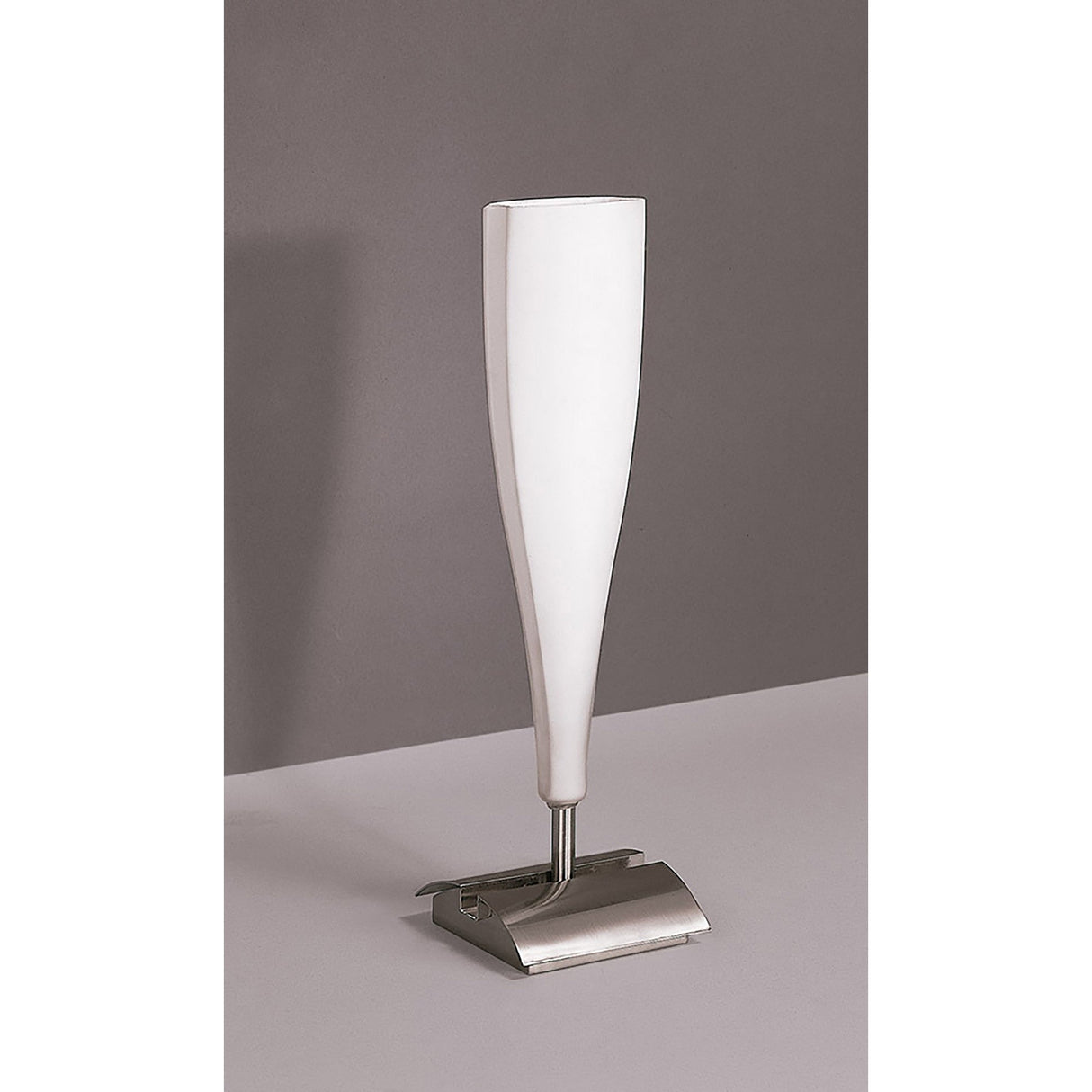 Java 1 Light Small Table Lamp - Satin Nickel With Frosted White Glass
