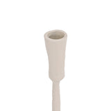 Close-up of the Jellicoe Candle Holder 30.5cm in cream aluminium, showing the flared taper-candle cup atop a slender, textured stem against a plain white background.