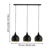 Jelvine Linear Pendant Light - Black & Gold