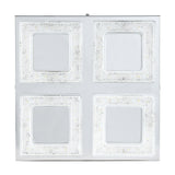 Jinelle LED 4 Light Flush Ceiling Light in chrome, square steel base with four square LED panels in sparkling glass frames and mirrored chrome centres, shown on a white background.