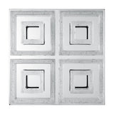 Jinelle LED flush ceiling light, 52 x 52cm square chrome fixture with four square frames, each holding a smaller square with crystal-effect edges, on a plain white background.
