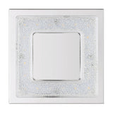 Jinelle LED flush ceiling light in chrome, square design with a sparkling crystal-effect frame around a mirrored centre, integrated LED, shown on a plain white background.