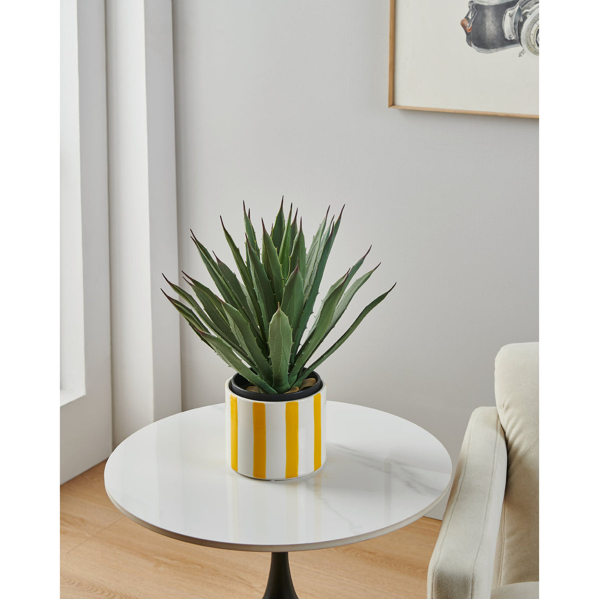 Jinjiti Ceramic Plant Pot 12cm - White & Yellow