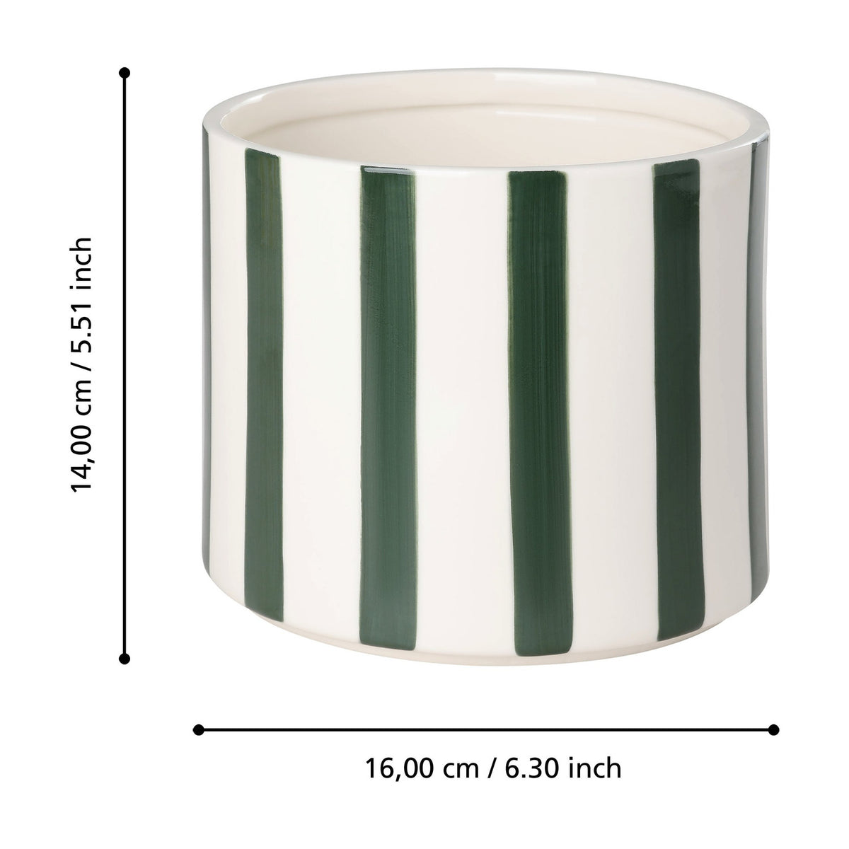 Jinjiti Ceramic Plant Pot 14cm - White & Green