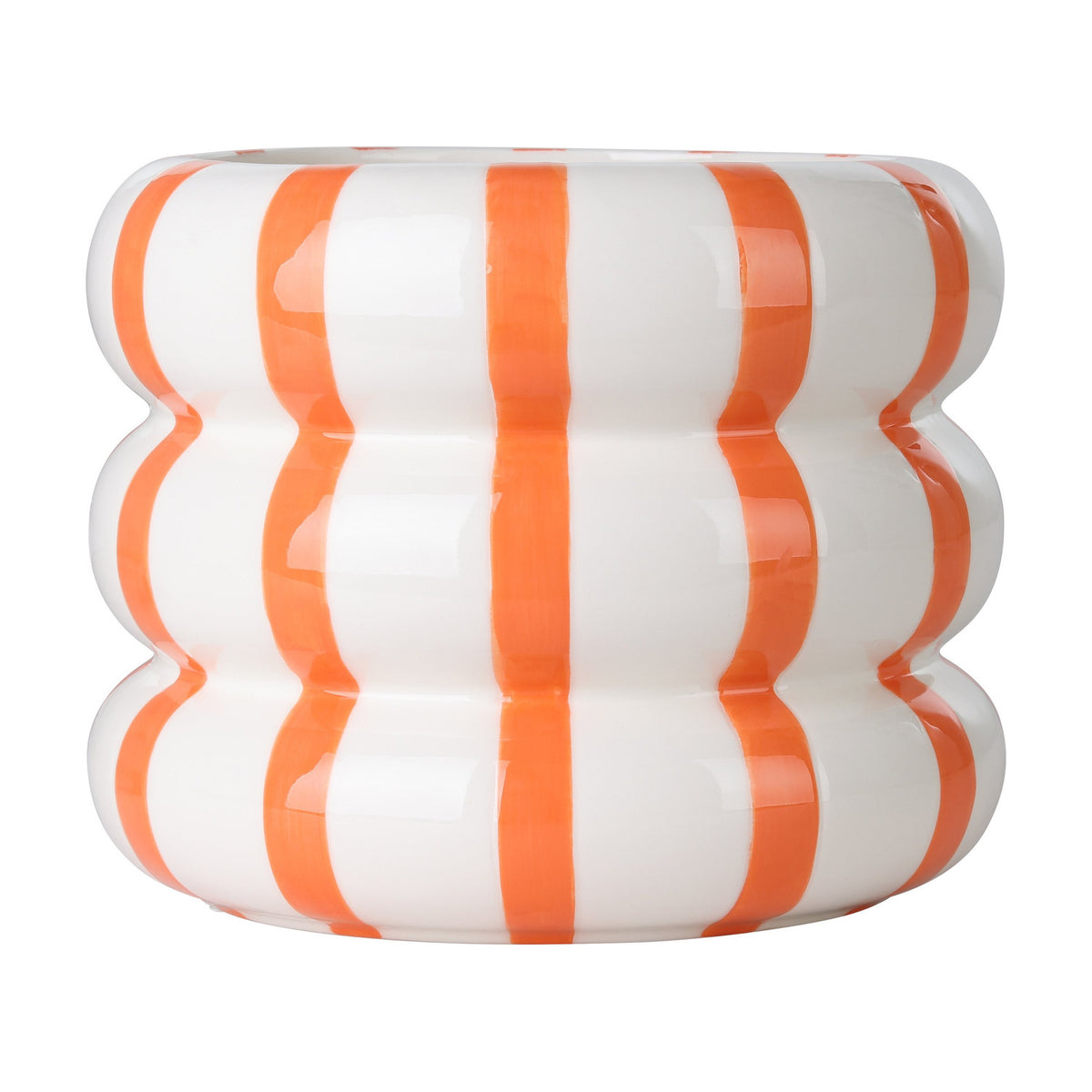 Jinjiti Ceramic Plant Pot 16.5cm - White & Orange