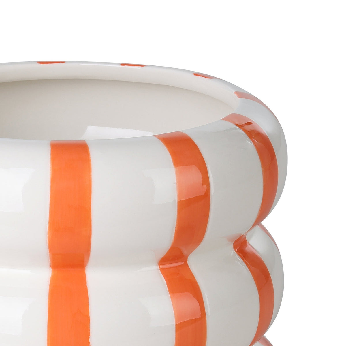 Jinjiti Ceramic Plant Pot 16.5cm - White & Orange