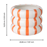 Jinjiti Ceramic Plant Pot 16.5cm - White & Orange