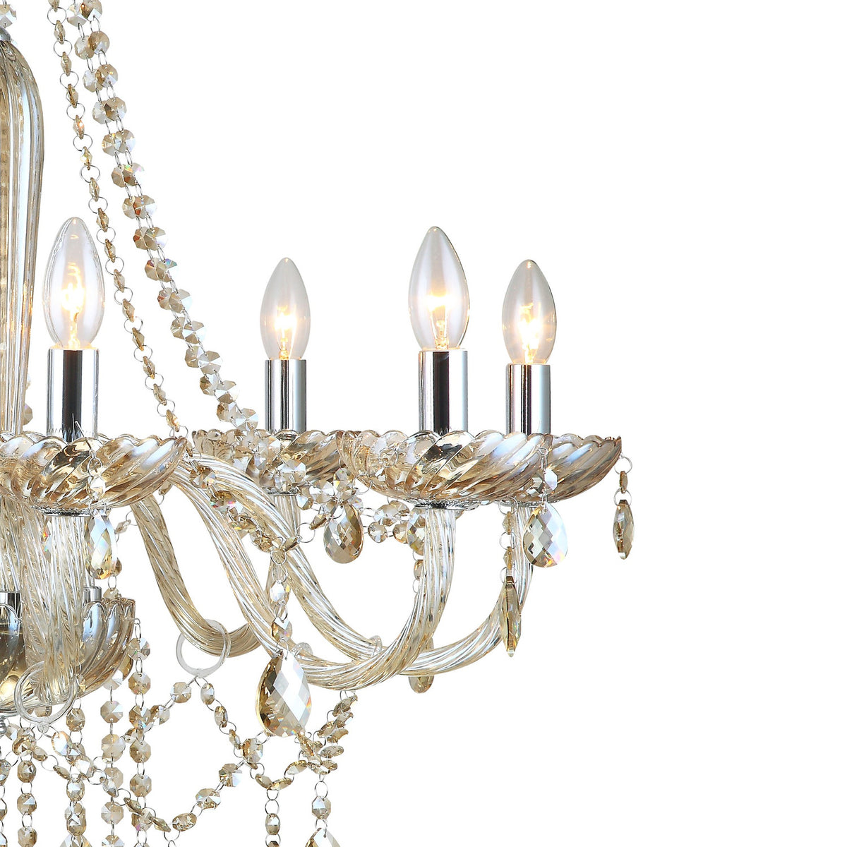 Joressa Glass 8 Light Pendant - Chrome