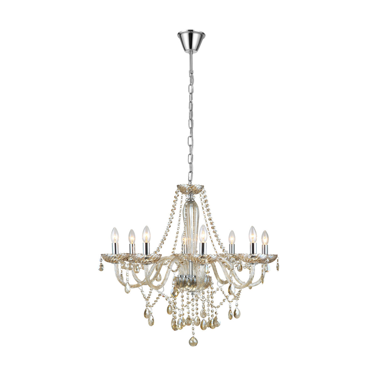 Joressa Glass 8 Light Pendant - Chrome