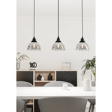 Jormine Smoked Glass Linear Pendant Light - Black
