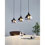 Jormine Smoked Glass Linear Pendant Light - Black