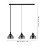 Jormine Smoked Glass Linear Pendant Light - Black
