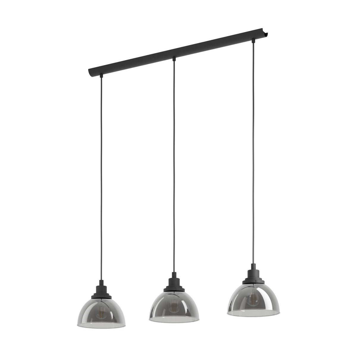 Jormine Smoked Glass Linear Pendant Light - Black