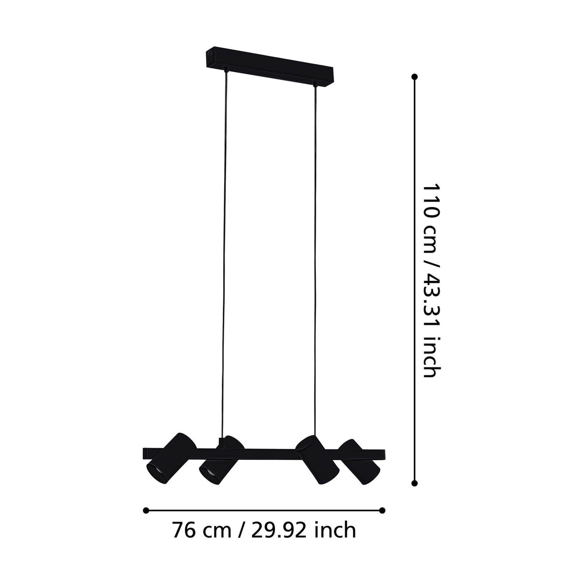 Jornenne 4 Light Linear Pendant Light - Black