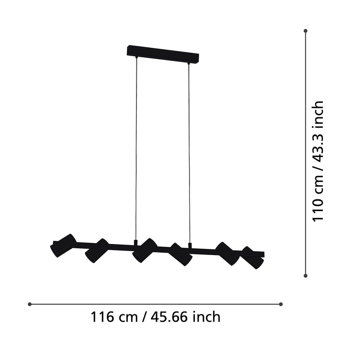Jornenne 6 Light Linear Pendant Light - Black
