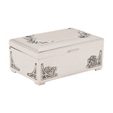 Flower Oblong Engravable Silverplated Trinket Box - Silver
