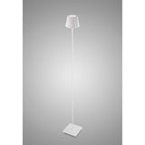 The K2 LED Battery Outdoor Floor Lamp 2.2W 3000K in white features a pleated shade, slim pole, and square base—ideal for stylish, portable lighting in any space.
