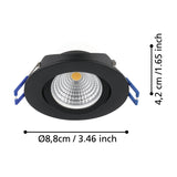 Kamarne LED Downlight 18W 8.8cm Warm White Set of 3 - Black