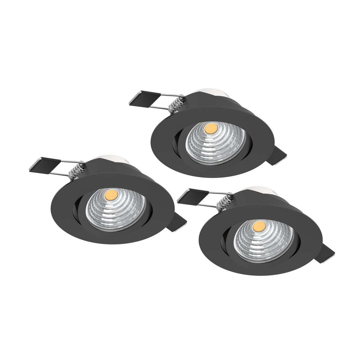 Kamarne LED Downlight 18W 8.8cm Warm White Set of 3 - Black