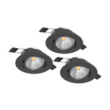 Kamarne LED Downlight 18W 8.8cm Warm White Set of 3 - Black