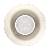 Kamarne LED Downlight, round recessed fitting with satin nickel bezel and deep faceted reflector, aluminium body, 8.8cm diameter, cool white 4000K, shown on a plain white background.