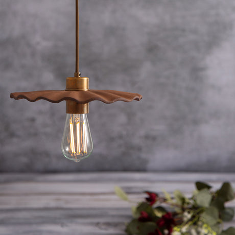 Kapok Ceramic Pendant Light - Red Iron