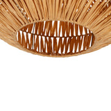 Karmena Ceiling Light in black, close-up of the round, open-woven shade made from twisted natural paper strands, showing the interior wiring against a plain white background.