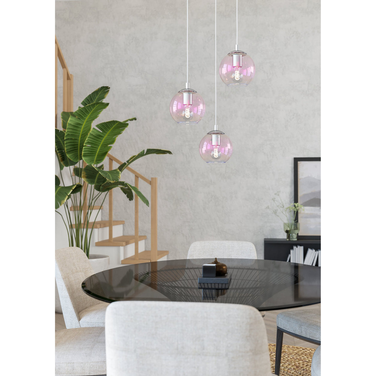 Karnarne Glass 3 Light Pendant - Chrome