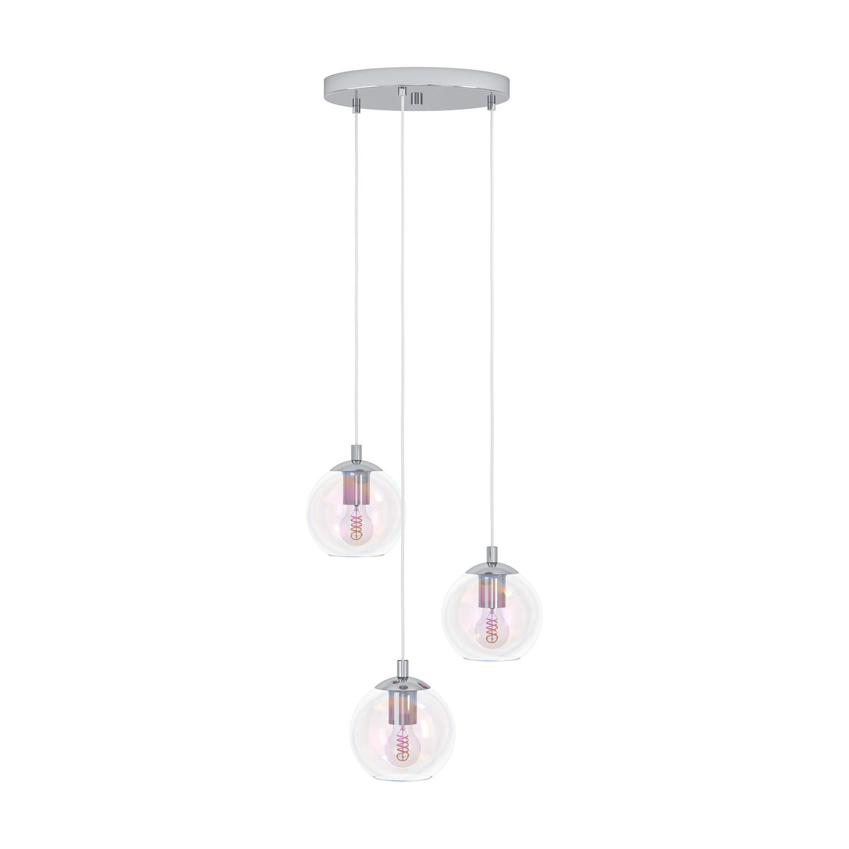 Karnarne Glass 3 Light Pendant - Chrome