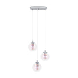 Karnarne Glass 3 Light Pendant - Chrome