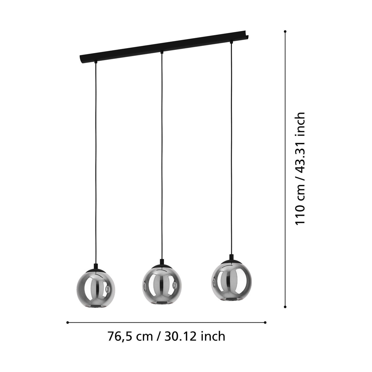 Karnarne Smoked Glass Linear Pendant Light - Black