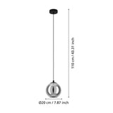 Karnarne Smoked Glass Pendant Light - Black